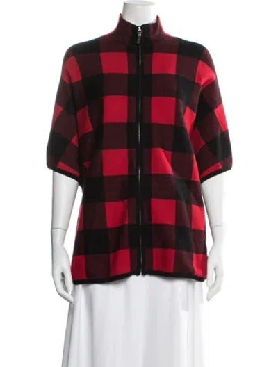 Pre-owned Nicole Miller Plaid Print Jacket In Red