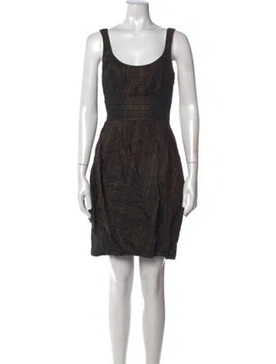 Pre-owned Nicole Miller Plaid Print Mini Dress In Black