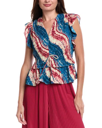 Nicole Miller Pleated Blouse In Multi