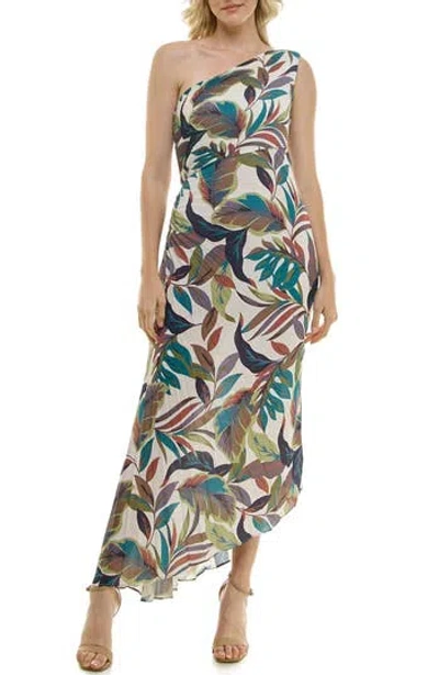 Nicole Miller Pleated One-shoulder Dress In Multi
