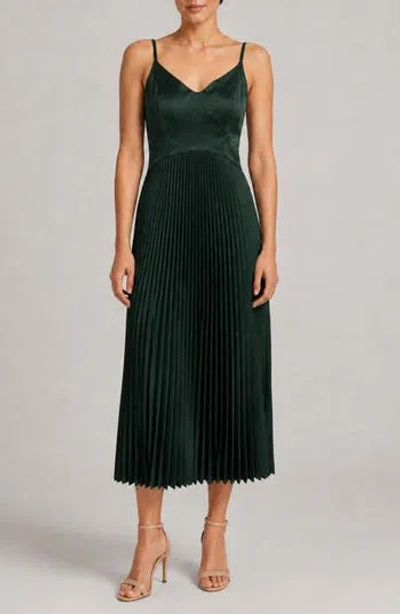 Nicole Miller Pleated Satin Midi Dress In Animal Print