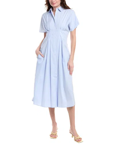 Nicole Miller Pleated Shirtdress In Blue