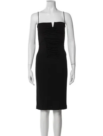 Pre-owned Nicole Miller Plunge Neckline Knee-length Dress In Black