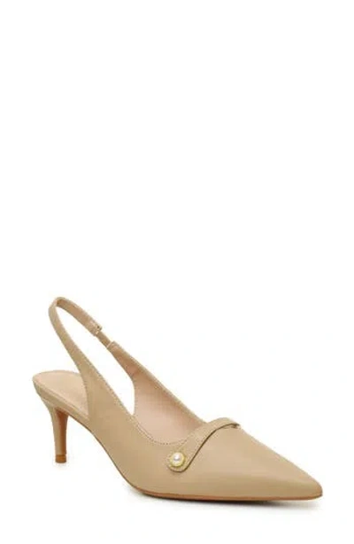 Nicole Miller Pointed Toe Slingback Pump In Beige
