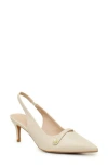 Nicole Miller Pointed Toe Slingback Pump In Bone