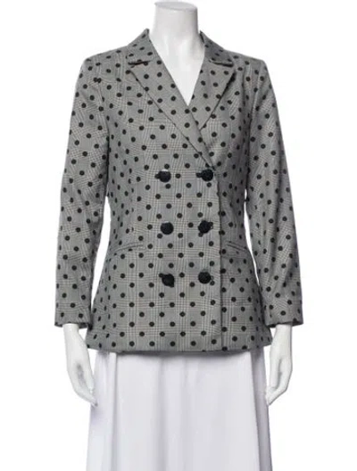Pre-owned Nicole Miller Polka Dot Print Blazer In Gray