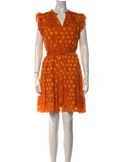 Pre-owned Nicole Miller Polka Dot Print Mini Dress In Orange