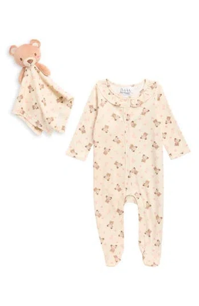 Nicole Miller Babies'  Print Footie & Lovey Set In Multi
