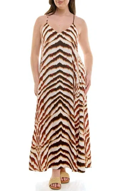 Nicole Miller Print Maxi Slipdress In Animal Print
