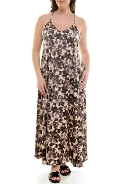 Nicole Miller Print Maxi Slipdress In Animal Print