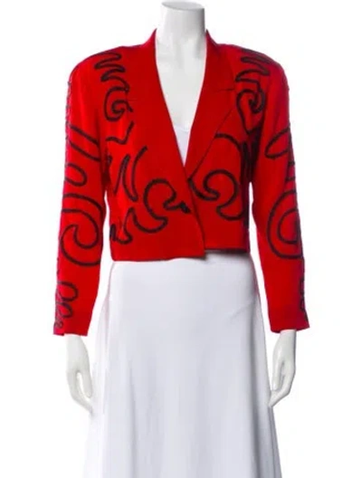 Pre-owned Nicole Miller Printed Evening Jacket In Red