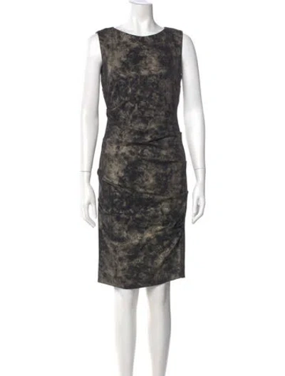 Pre-owned Nicole Miller Printed Knee-length Dress In Black