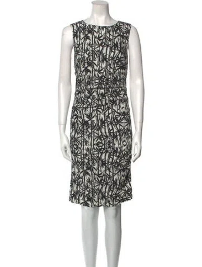 Pre-owned Nicole Miller Printed Knee-length Dress In Black