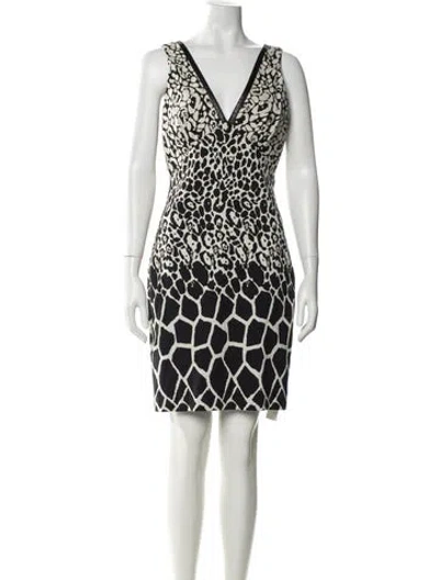 Pre-owned Nicole Miller Printed Knee-length Dress In Black