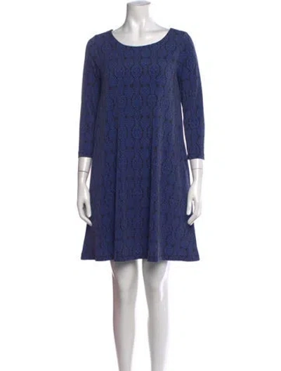 Pre-owned Nicole Miller Printed Knee-length Dress In Blue