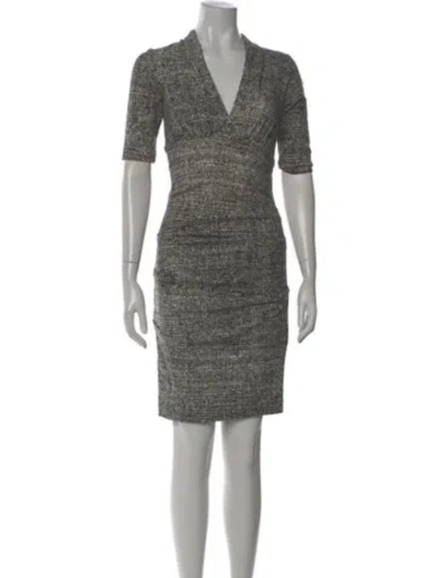 Pre-owned Nicole Miller Printed Knee-length Dress In Gray