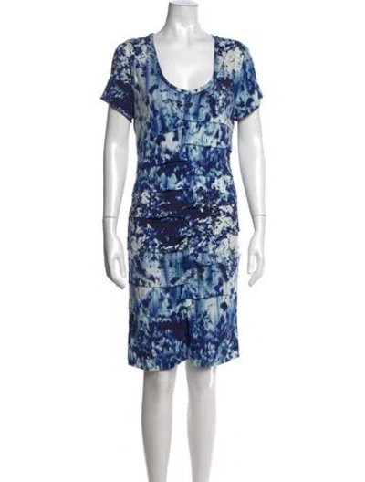 Pre-owned Nicole Miller Printed Knee-length Dress In Grey