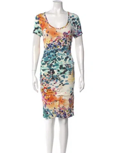 Pre-owned Nicole Miller Printed Knee-length Dress In Pink