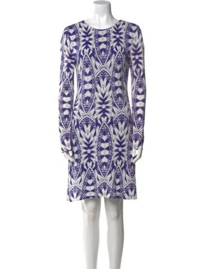 Pre-owned Nicole Miller Printed Knee-length Dress In Purple