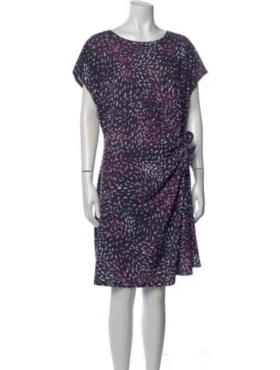 Pre-owned Nicole Miller Printed Knee-length Dress In Purple