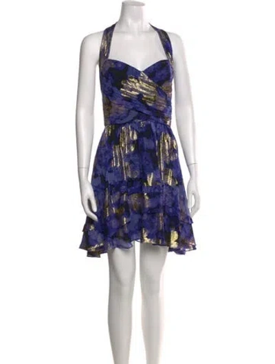 Pre-owned Nicole Miller Printed Knee-length Dress In Silver