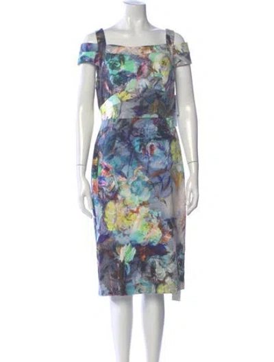 Pre-owned Nicole Miller Printed Knee-length Dress W/ Tags In Neutral