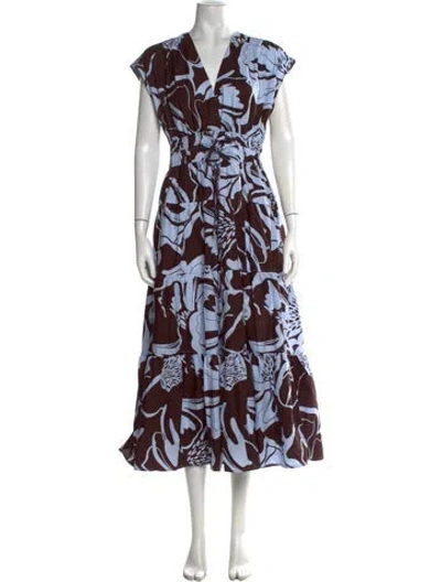 Pre-owned Nicole Miller Printed Long Dress In Blue