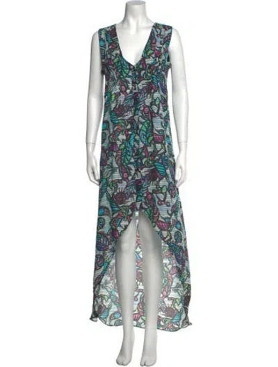 Pre-owned Nicole Miller Printed Long Dress In Multi