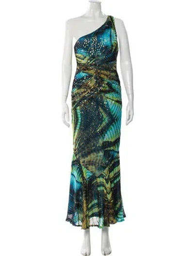 Pre-owned Nicole Miller Printed Long Dress In Multi