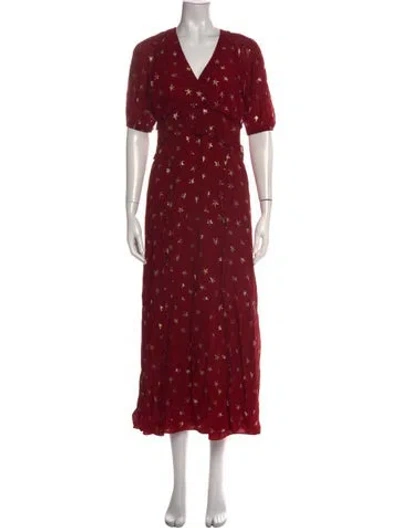 Pre-owned Nicole Miller Printed Long Dress In Red