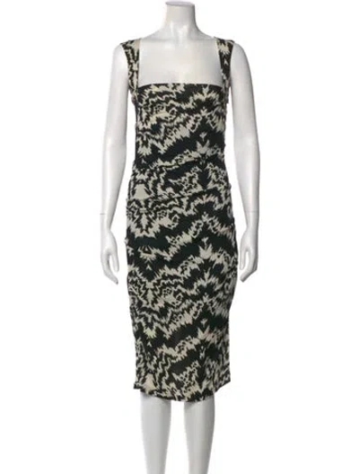 Pre-owned Nicole Miller Printed Midi Length Dress In Black