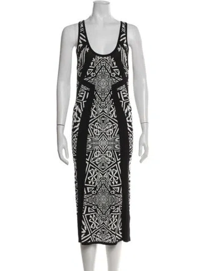 Pre-owned Nicole Miller Printed Midi Length Dress In Black