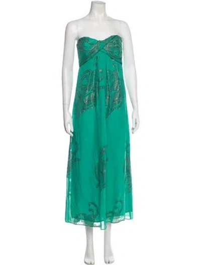 Pre-owned Nicole Miller Printed Midi Length Dress In Green