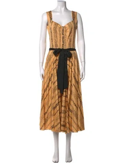 Pre-owned Nicole Miller Printed Midi Length Dress In Multicolor