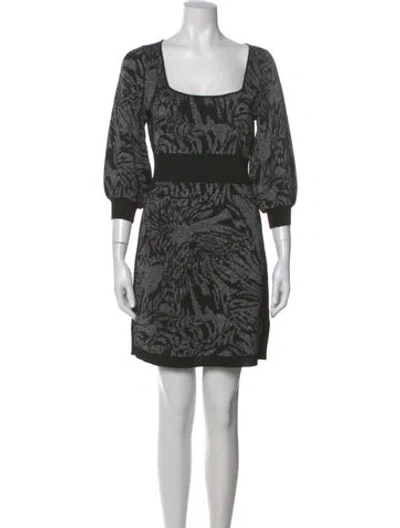 Pre-owned Nicole Miller Printed Mini Dress In Black