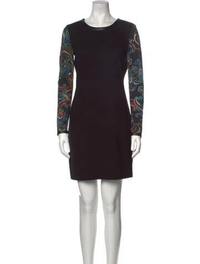 Pre-owned Nicole Miller Printed Mini Dress In Black