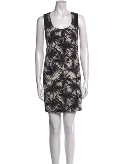 Pre-owned Nicole Miller Printed Mini Dress In Black