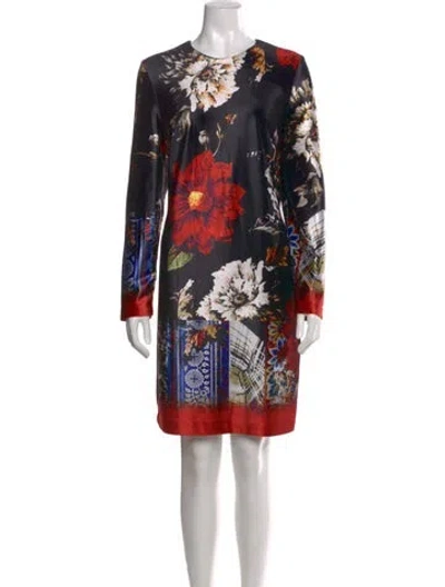 Pre-owned Nicole Miller Printed Mini Dress In Black