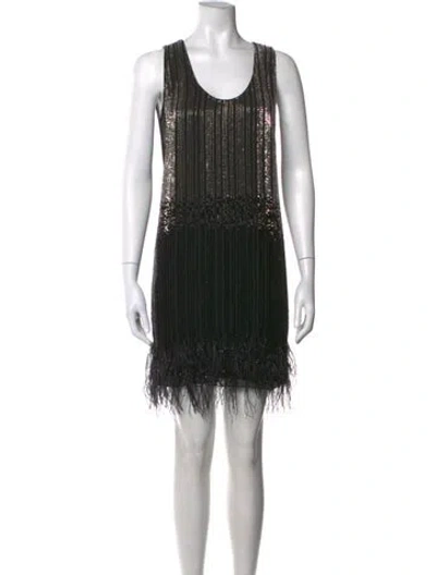 Pre-owned Nicole Miller Printed Mini Dress In Black