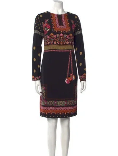 Pre-owned Nicole Miller Printed Mini Dress In Black