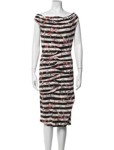 Pre-owned Nicole Miller Printed Mini Dress In Black