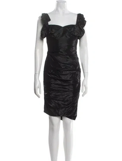 Pre-owned Nicole Miller Printed Mini Dress In Black/metallic