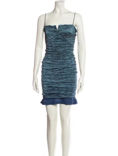 Pre-owned Nicole Miller Printed Mini Dress In Blue