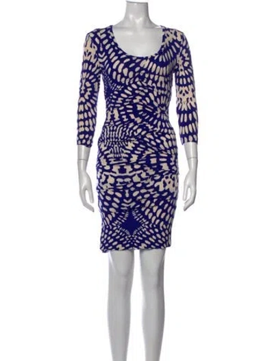 Pre-owned Nicole Miller Printed Mini Dress In Blue