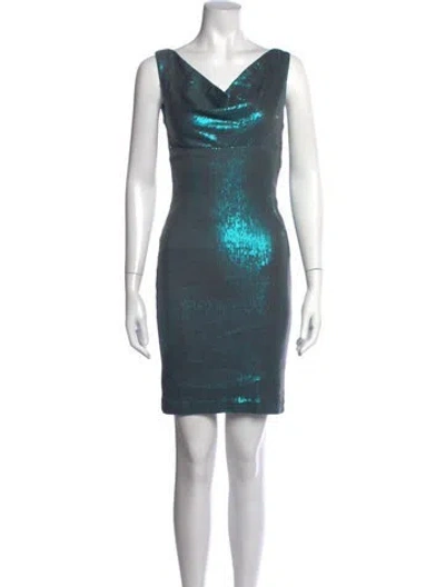 Pre-owned Nicole Miller Printed Mini Dress In Blue