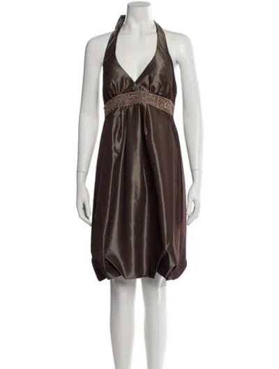 Pre-owned Nicole Miller Printed Mini Dress In Brown