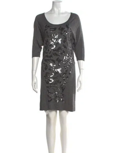 Pre-owned Nicole Miller Printed Mini Dress In Gray