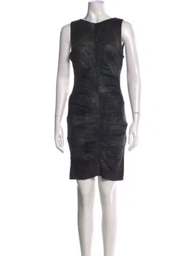 Pre-owned Nicole Miller Printed Mini Dress In Gray