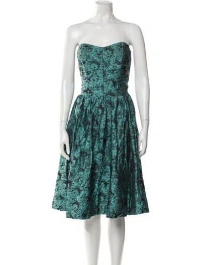 Pre-owned Nicole Miller Printed Mini Dress In Green