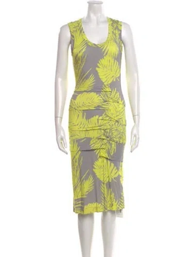 Pre-owned Nicole Miller Printed Mini Dress In Green